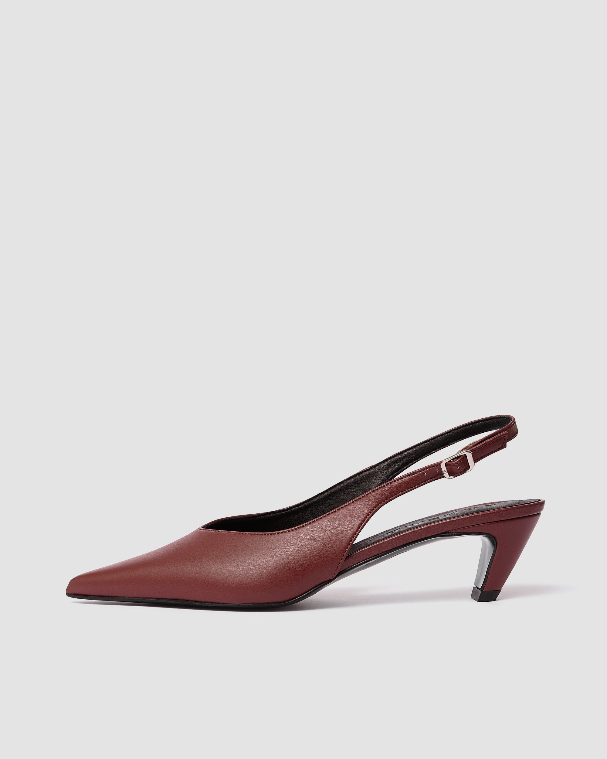 Kitten Heels Burgund bordowe czółenka z odkrytą piętą
