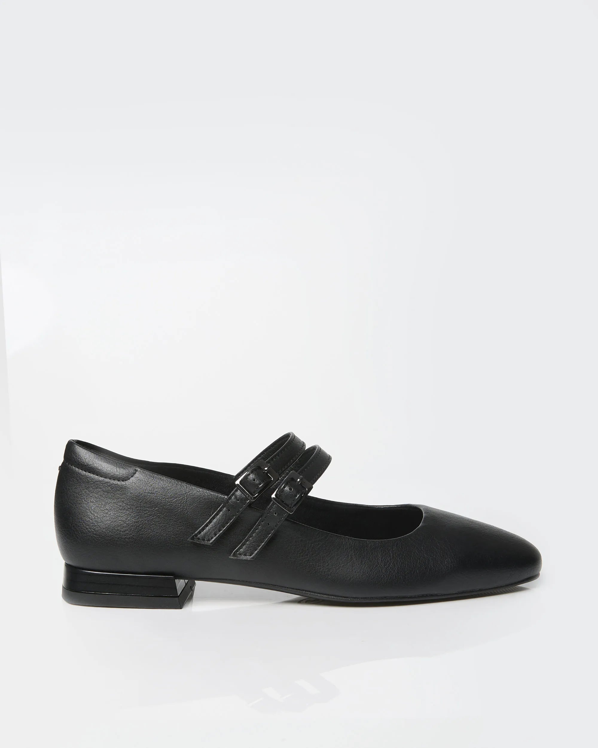 Blackberry Mary Jane Pumps czarne baleriny ze skóry z winogron