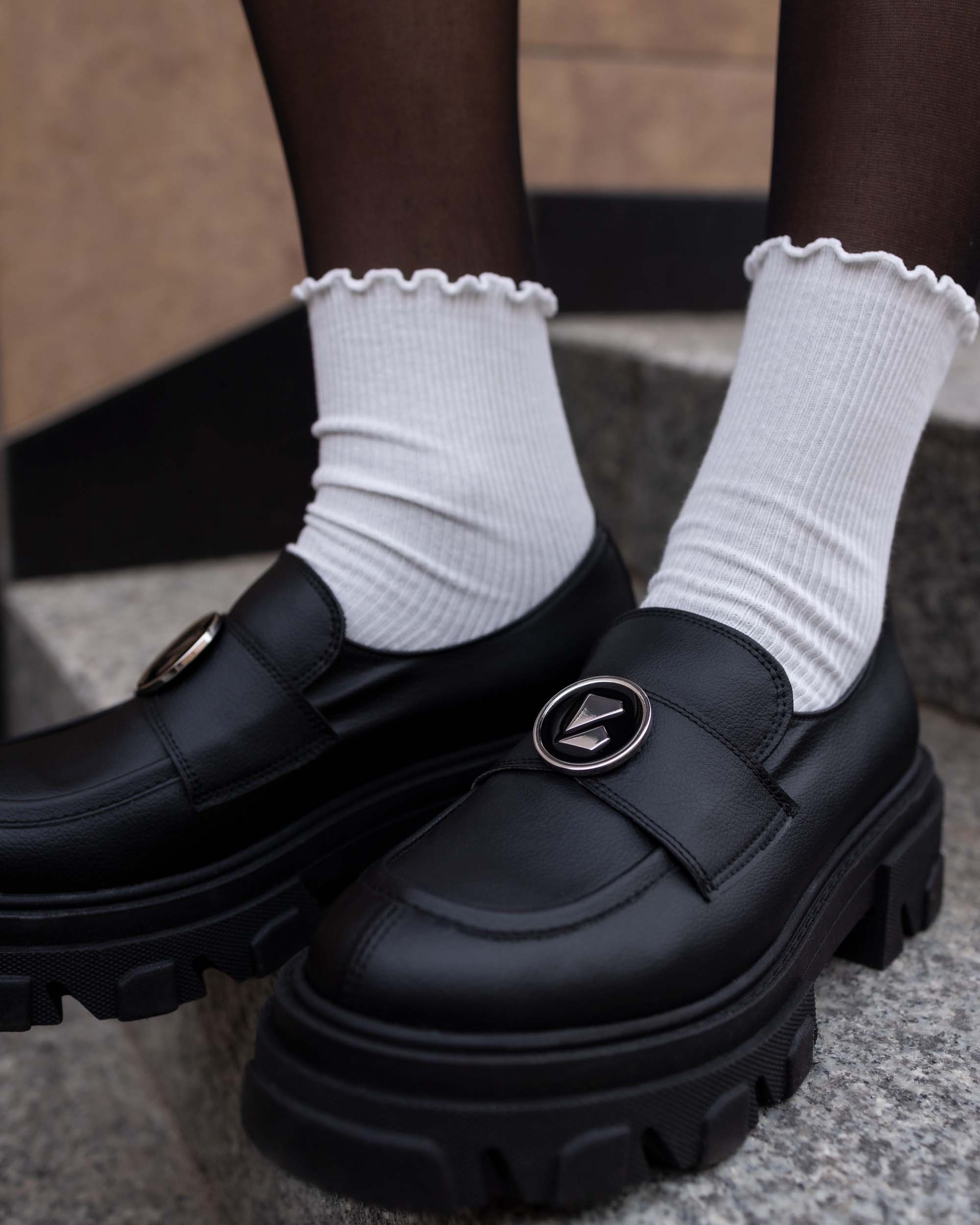 Blocky Loafers mokasyny damskie na platformie