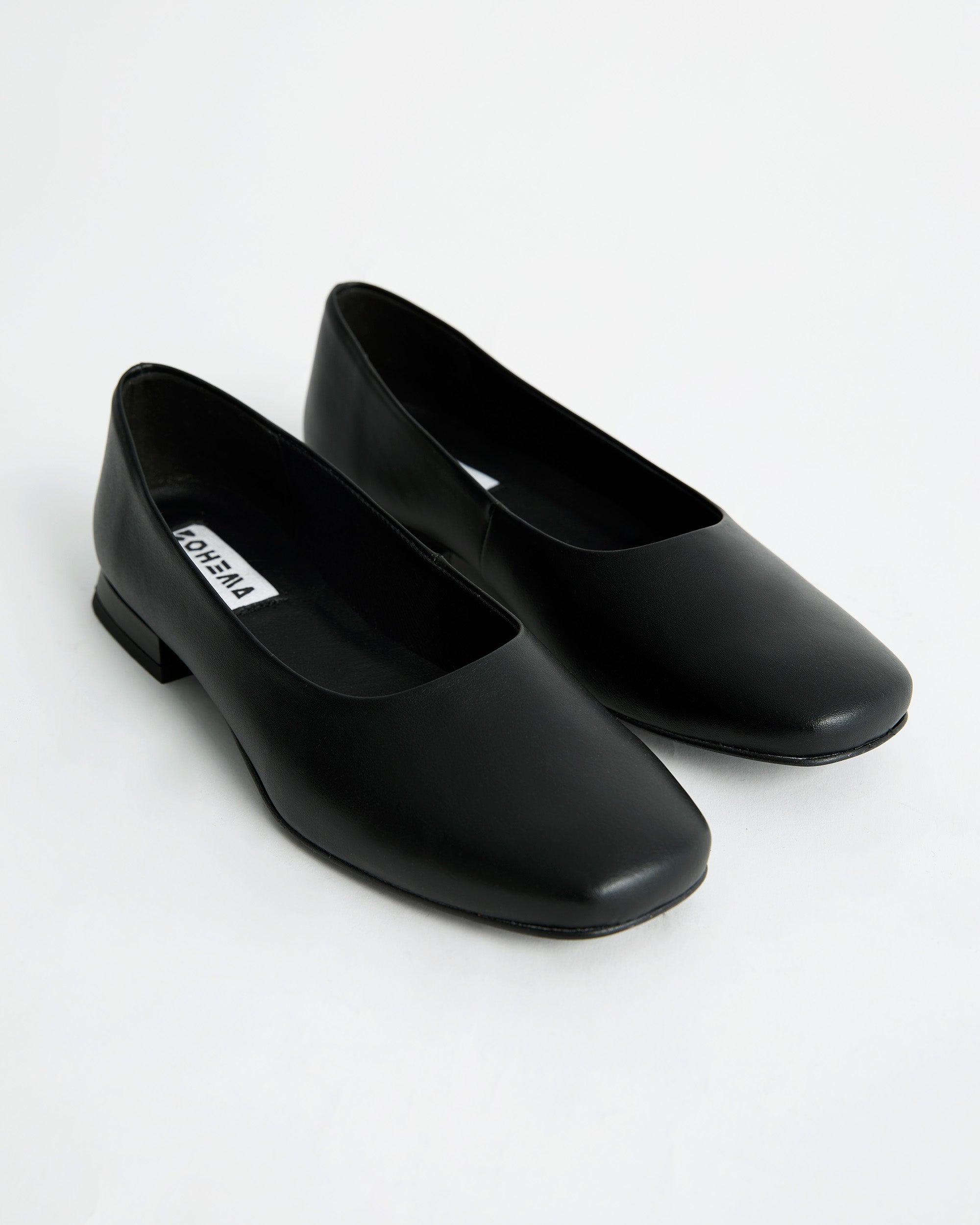 Black Diana Pumps czarne baleriny z kwadratowym noskiem