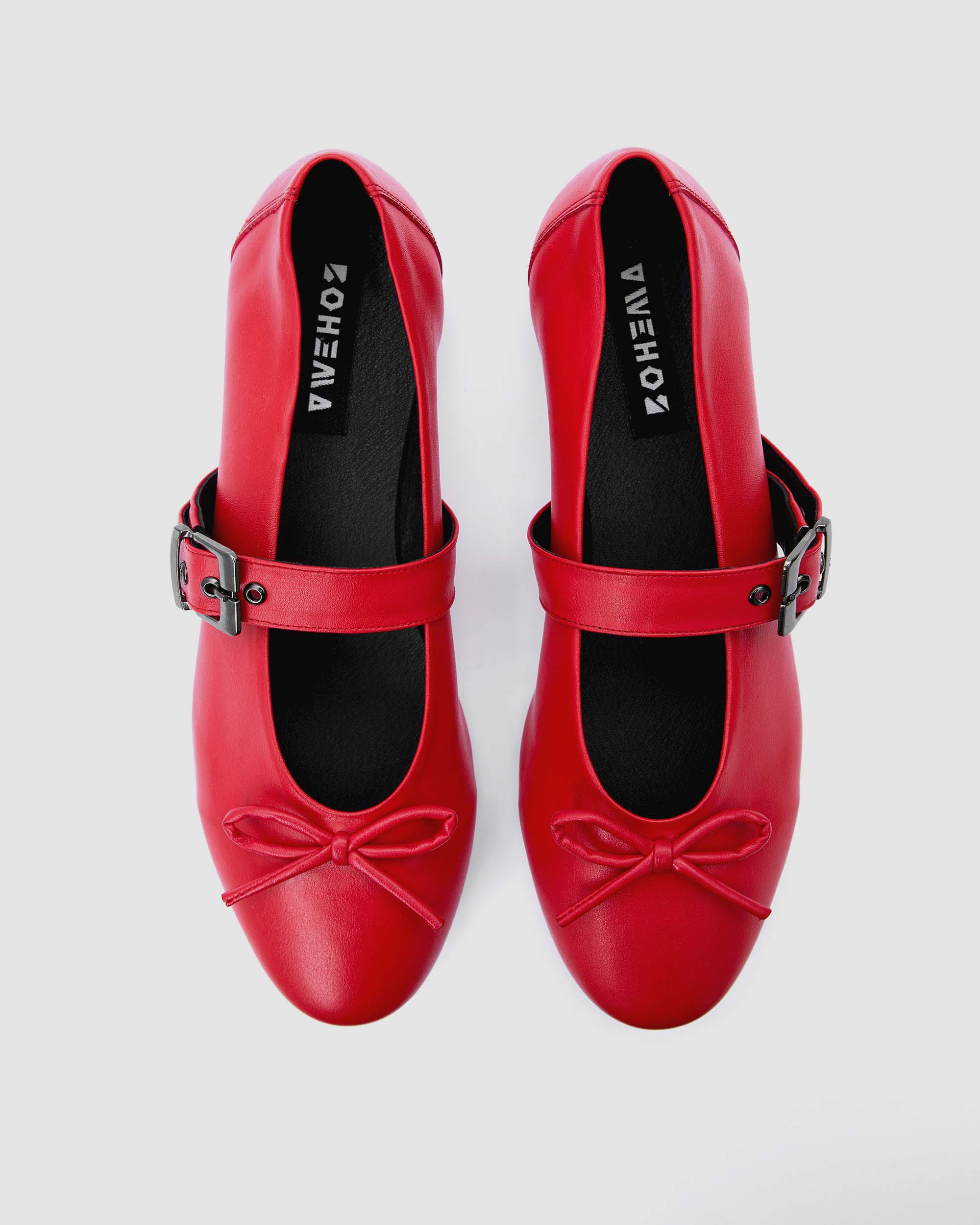 Mara Pumps Red czerwone baleriny z paskiem