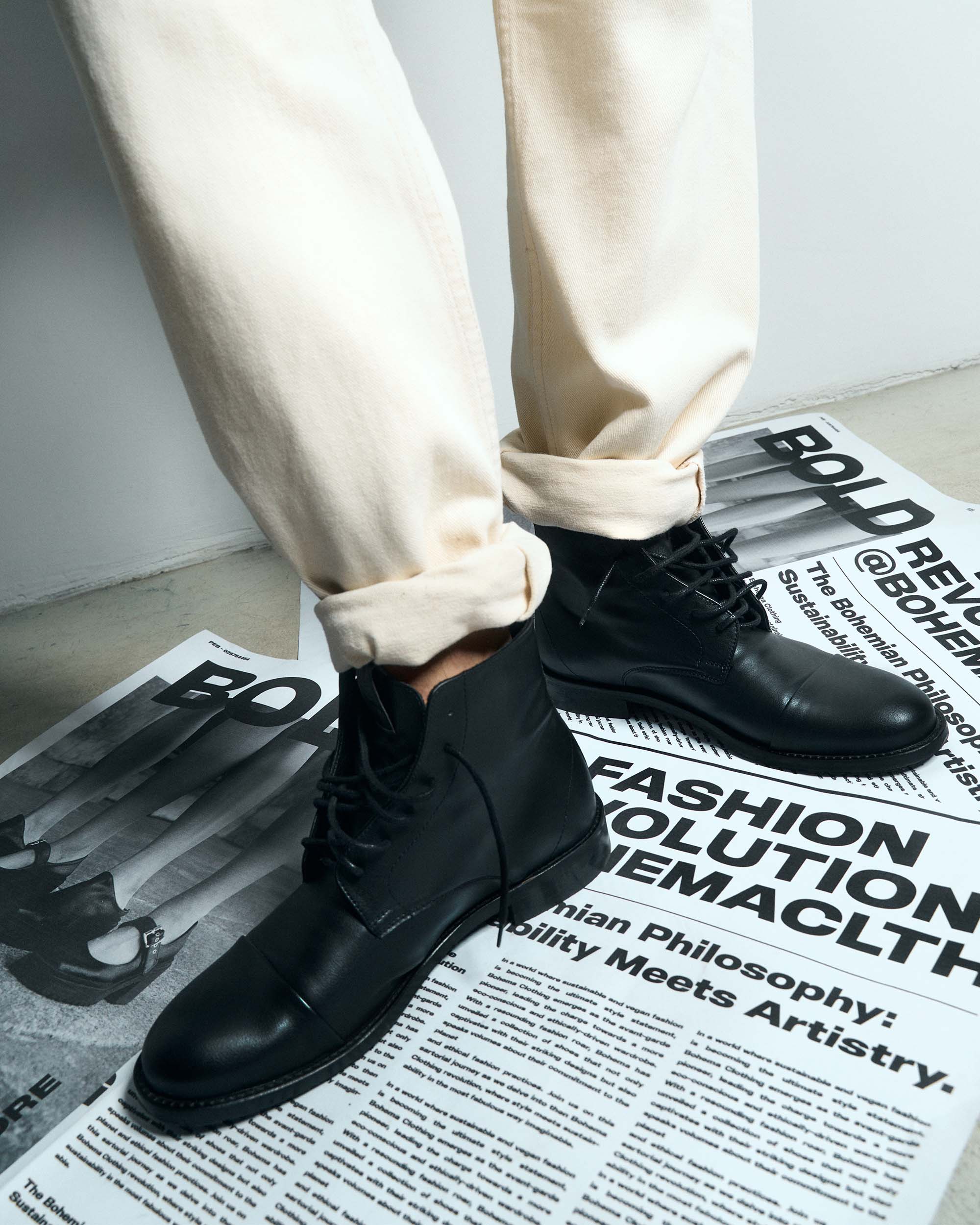 Laced-up Ankle Boots trzewiki męskie ze skóry z kukurydzy