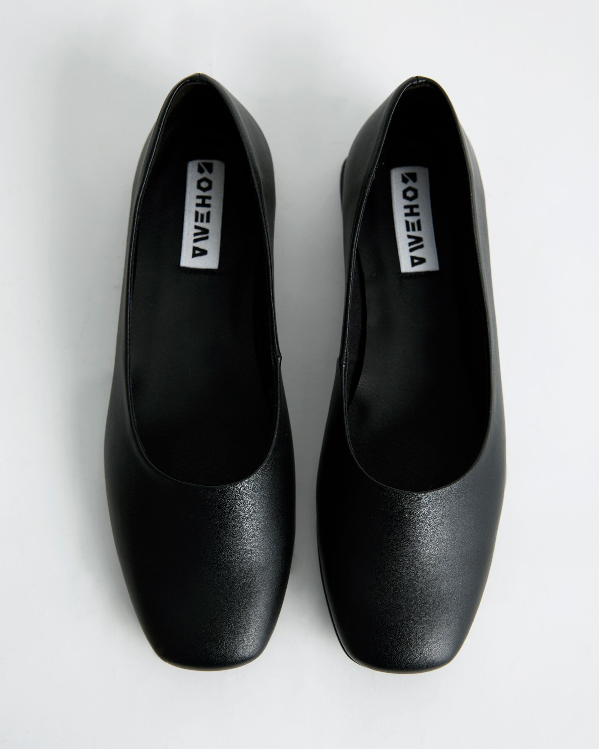 Black Diana Pumps czarne baleriny z kwadratowym noskiem