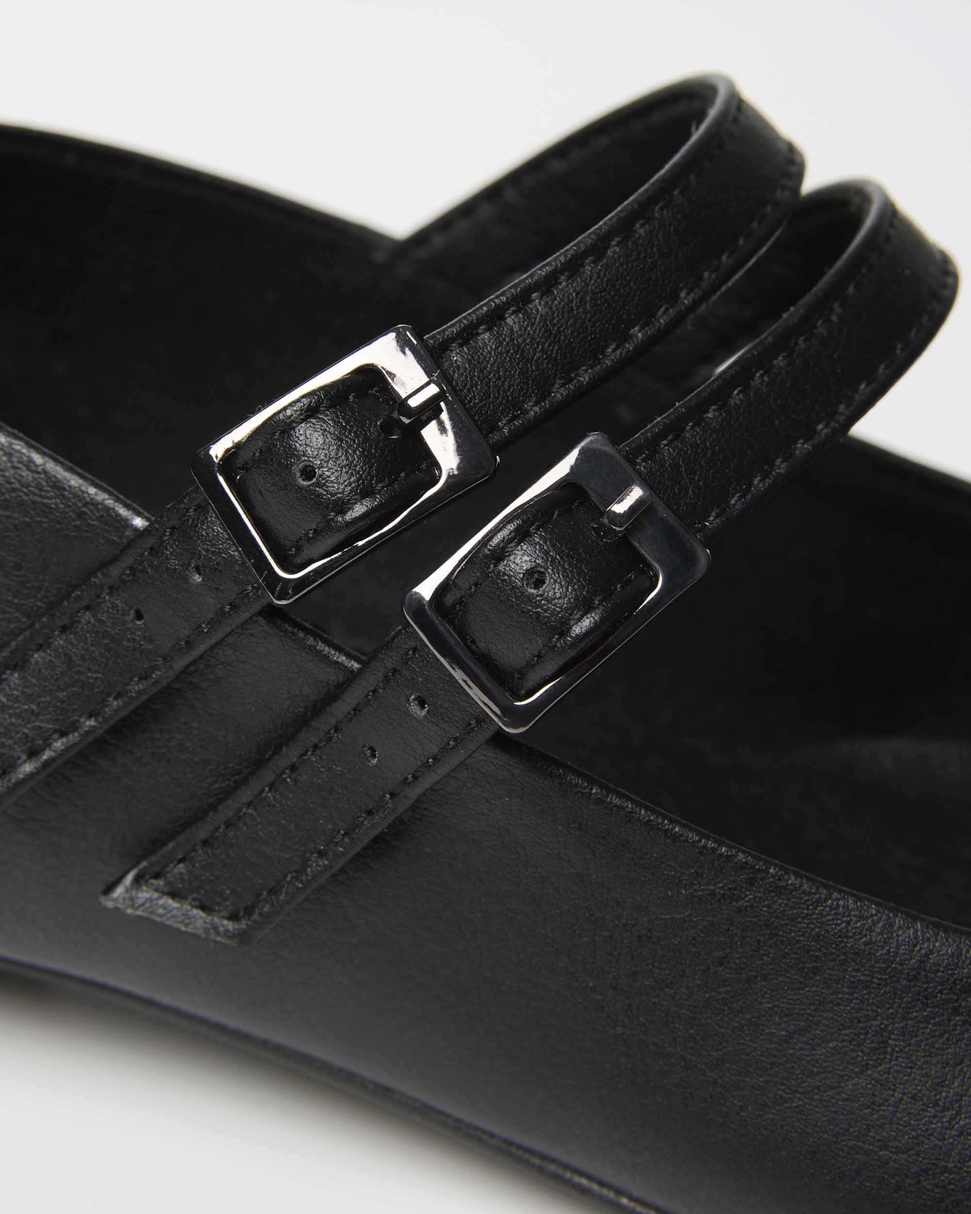 Blackberry Mary Jane Pumps czarne baleriny ze skóry z winogron