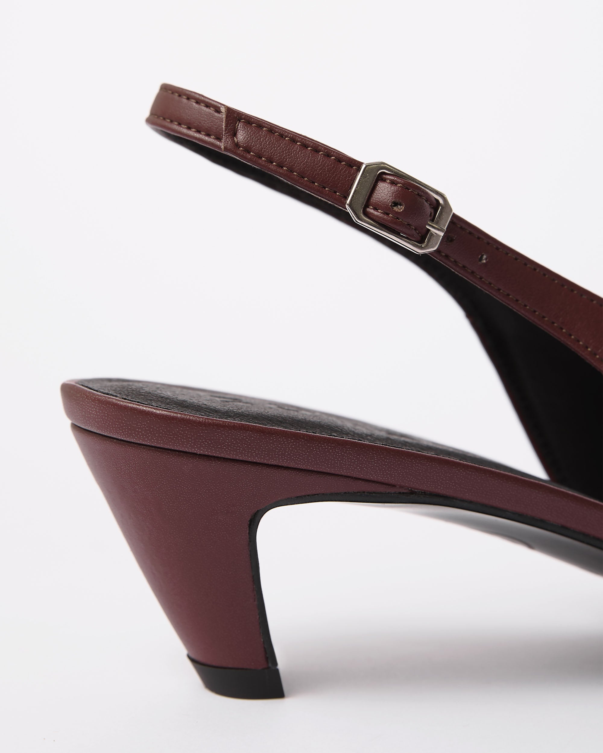 Kitten Heels Burgund bordowe czółenka z odkrytą piętą