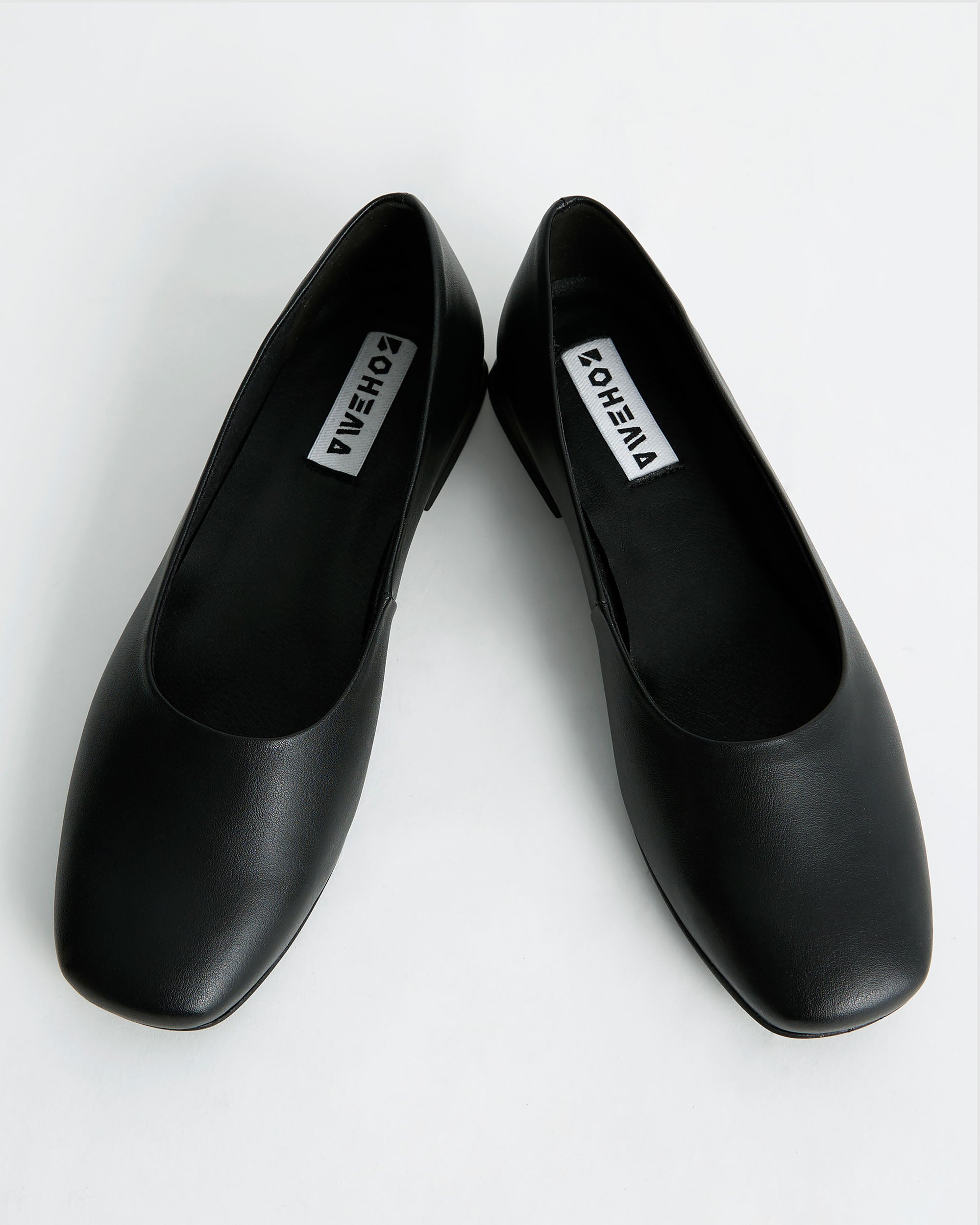 Black Diana Pumps czarne baleriny z kwadratowym noskiem