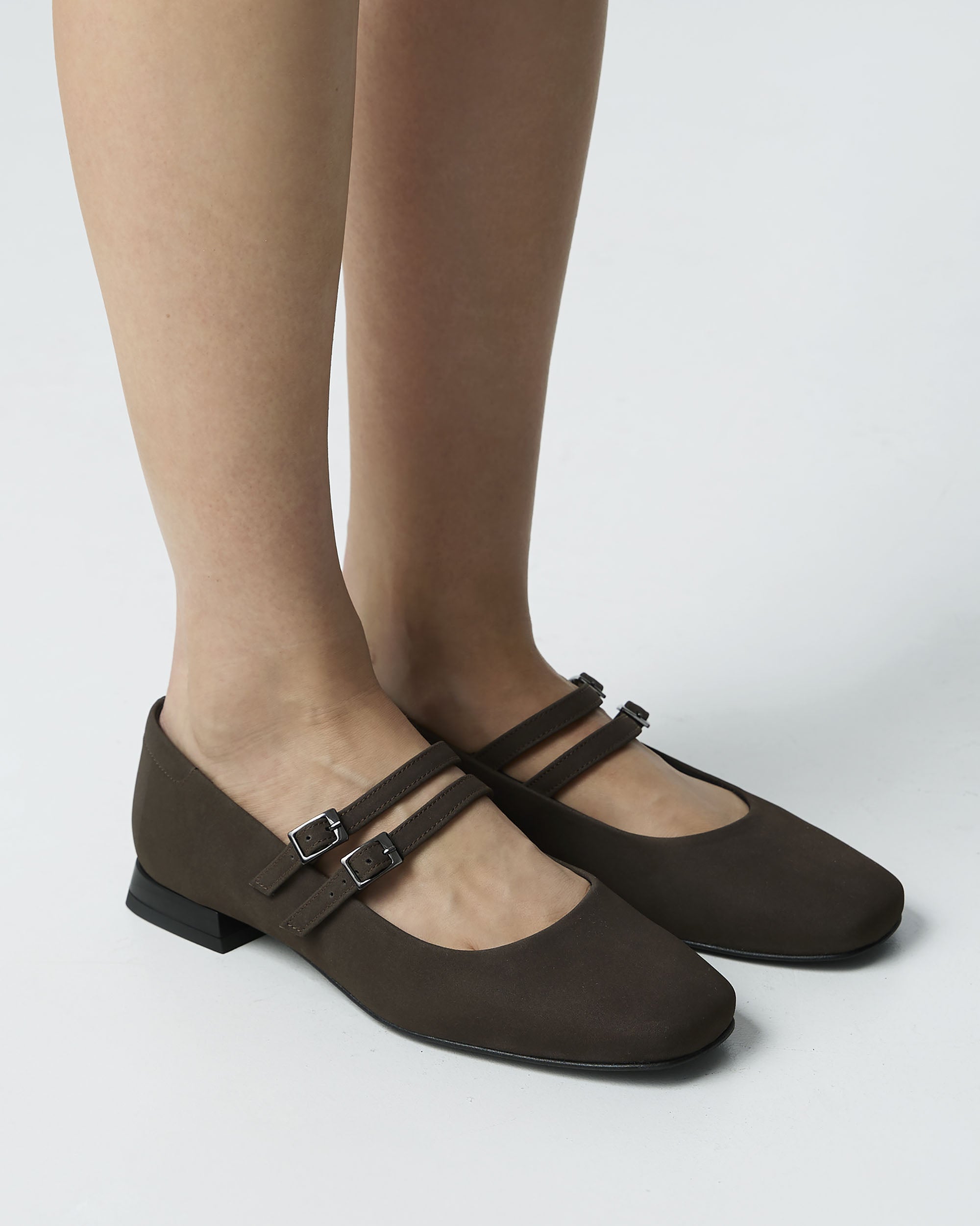 Chocolate Mary Jane Pumps brązowe baleriny