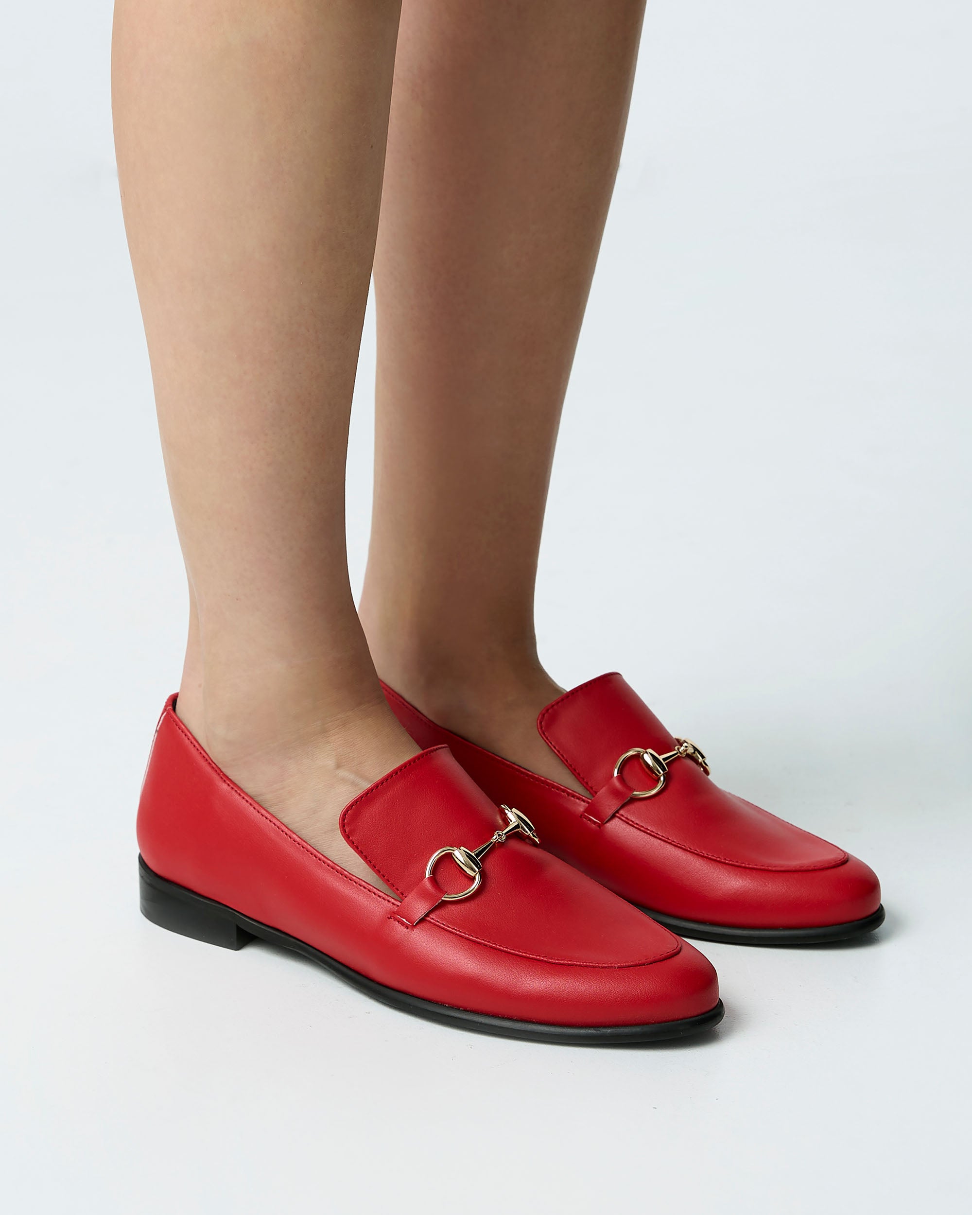 Shiv Loafers czerwone mokasyny damskie