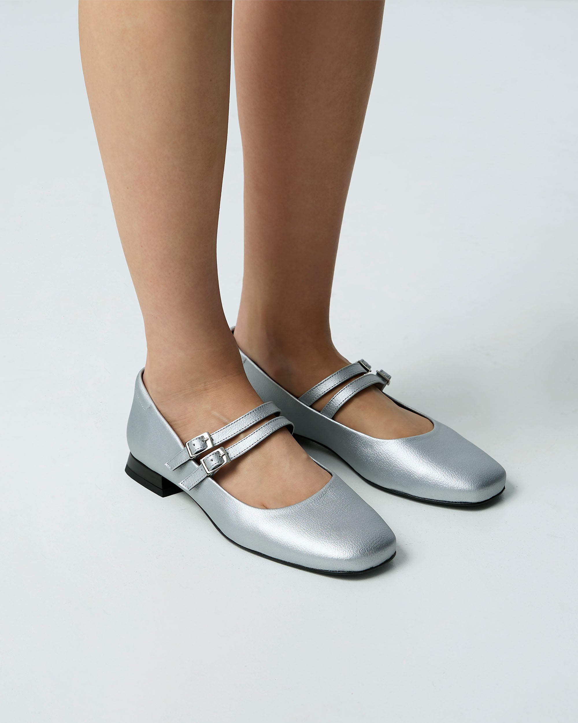 Sugar Mary Jane Pumps metaliczne baleriny
