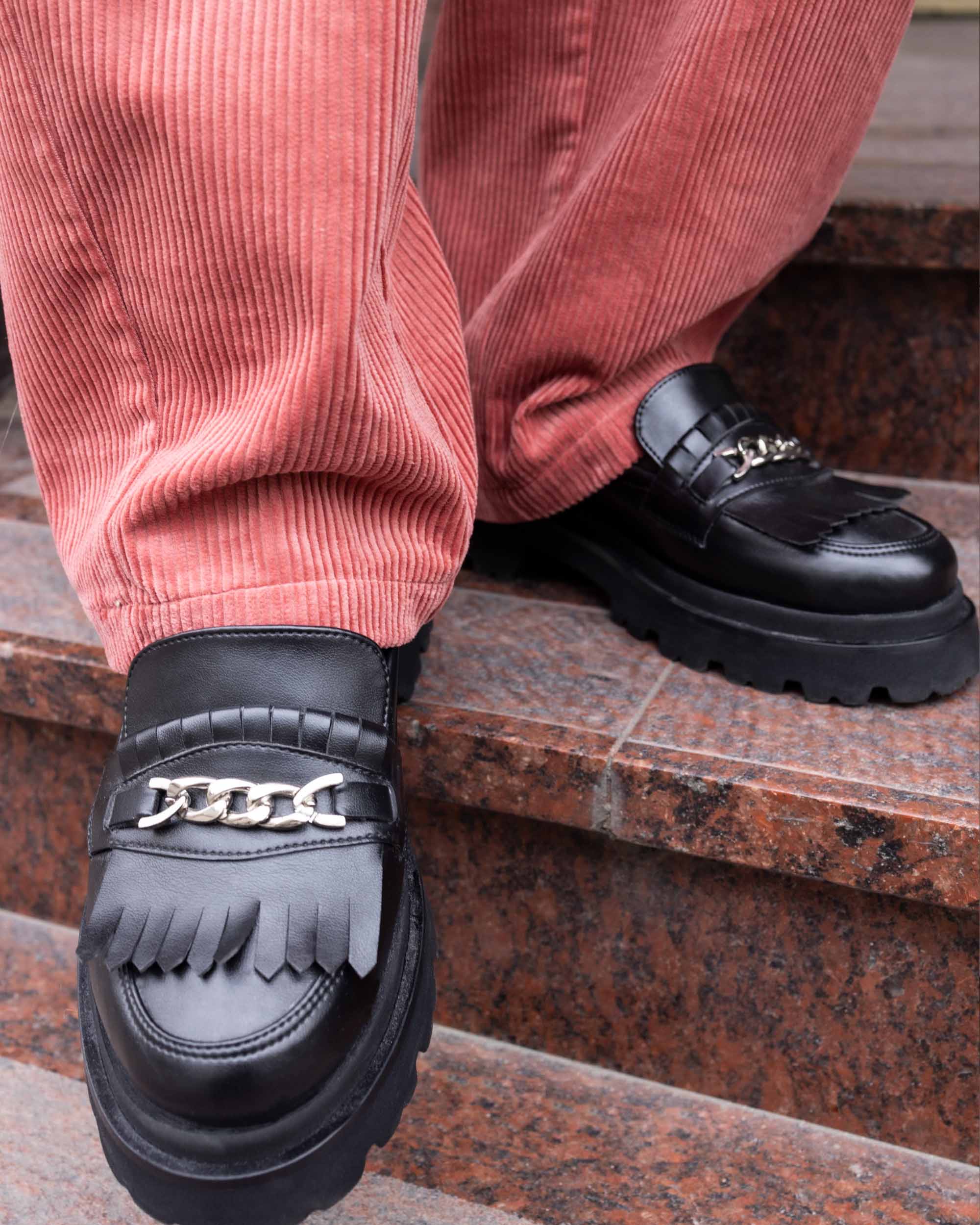 Chunky Loafers Black czarne mokasyny damskie