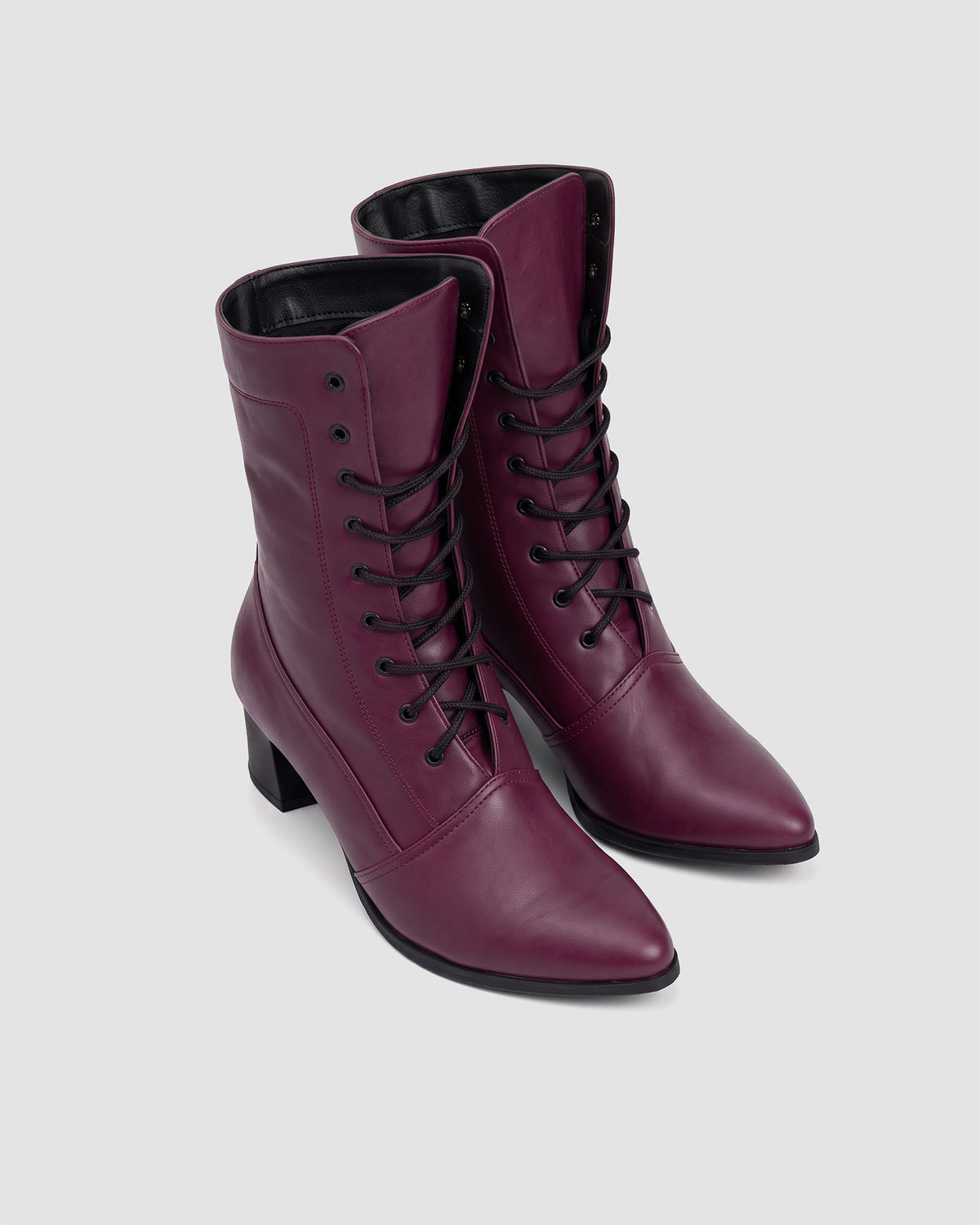 Bordowe botki High Boots z roślinnej skóry, para, widok z przodu