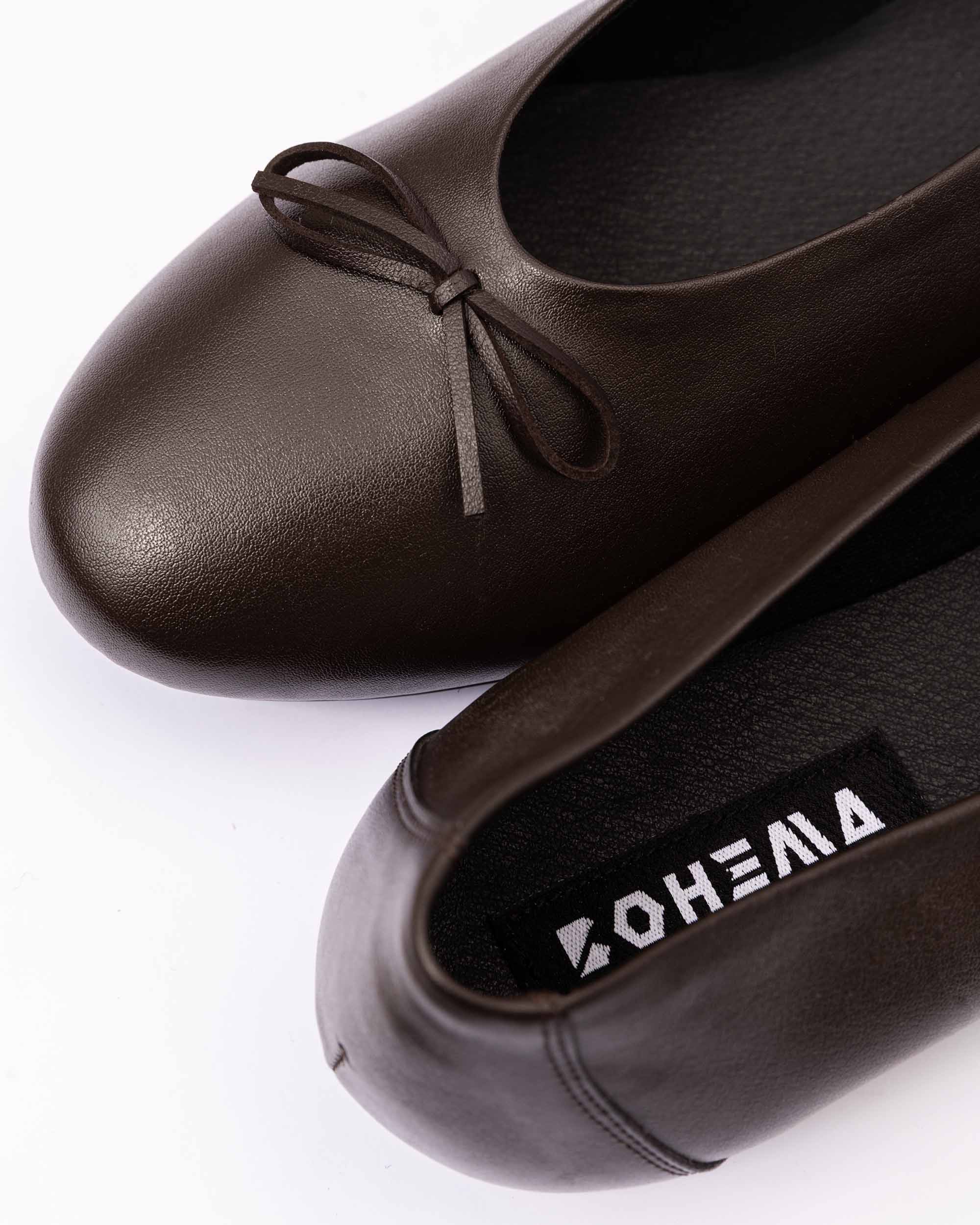 Mossy Pumps Chocolate brązowe baleriny z kokardką