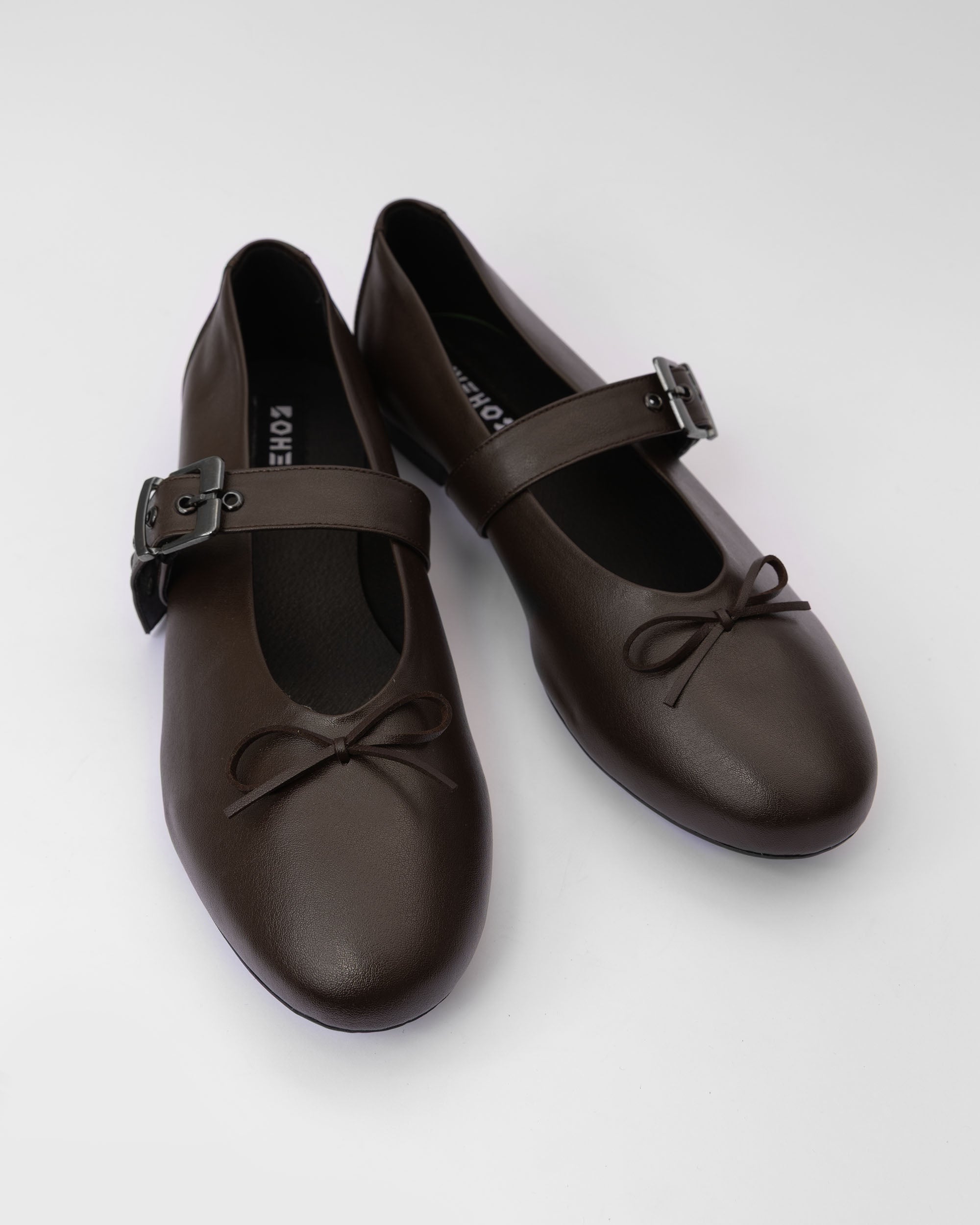 Mara Pumps Chocolate brązowe baleriny z paskiem