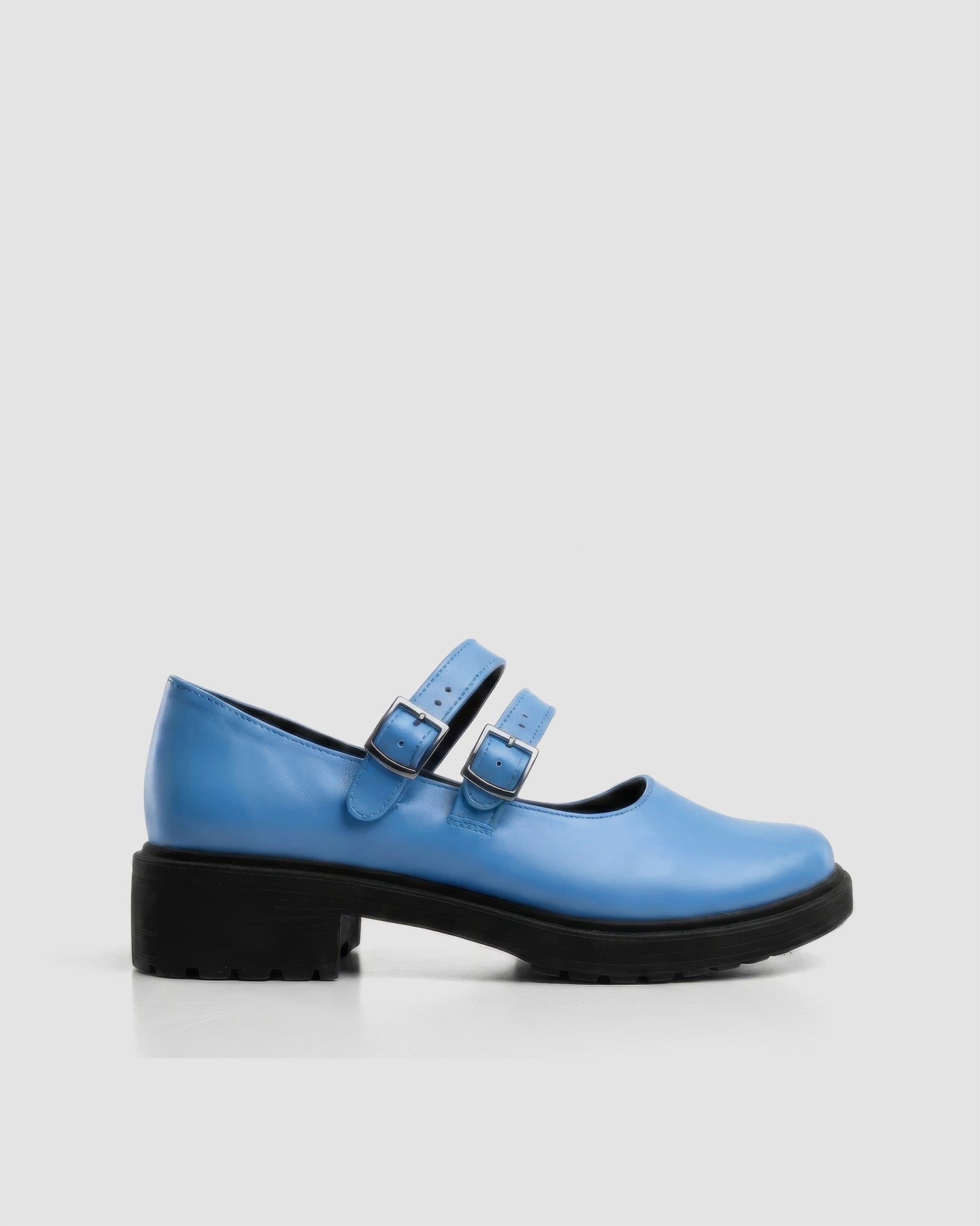 Twin Mary Jane Baby Blue baleriny, skóra z winogron, widok boczny, buty wegańskie BOHEMA Kolbuszowa