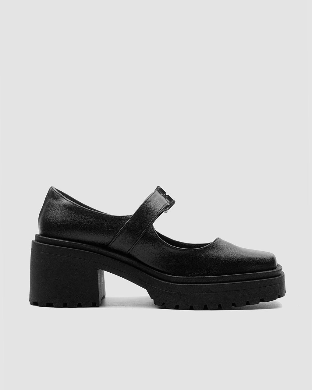 Wegańskie baleriny w stylu Mary Jane Squared Pumps Black
