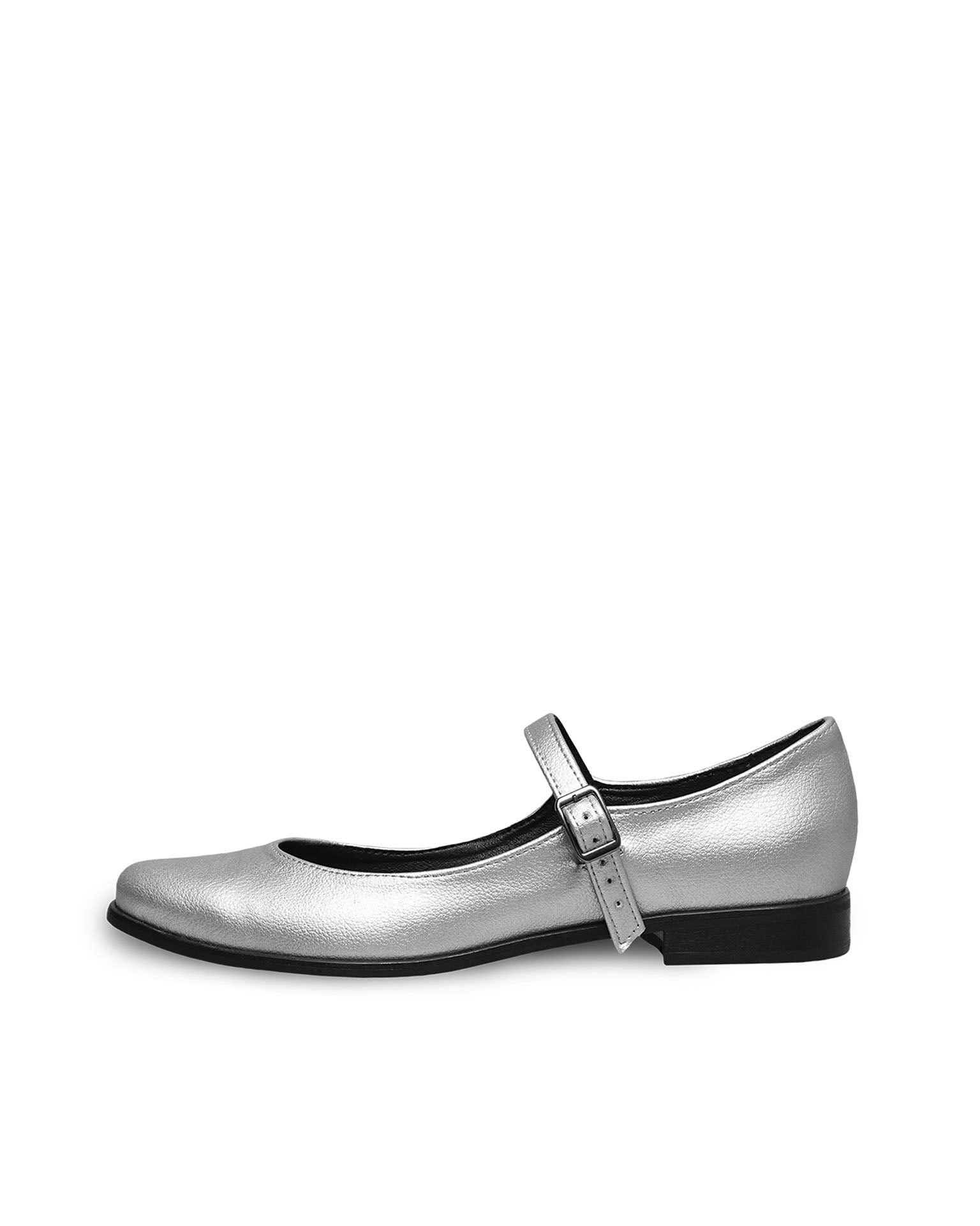 Silvery Mary Jane Pumps srebrne baleriny ze skóry z winogron