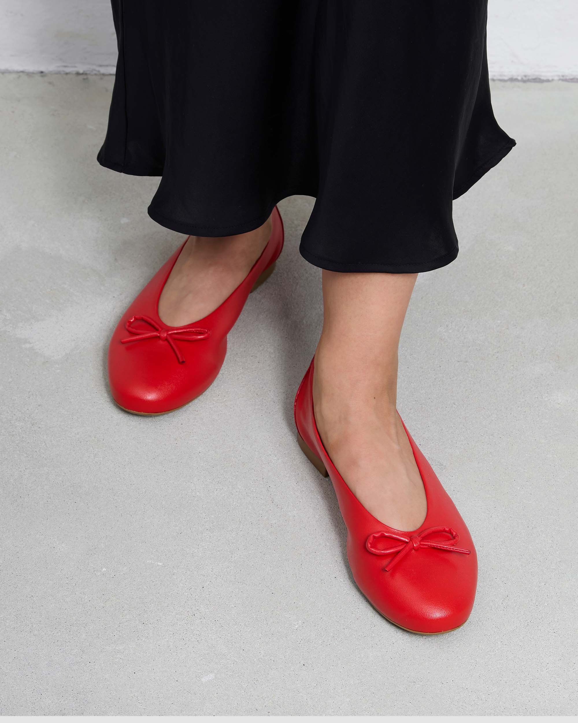 Mossy Pumps Red czerwone baleriny z kokardką