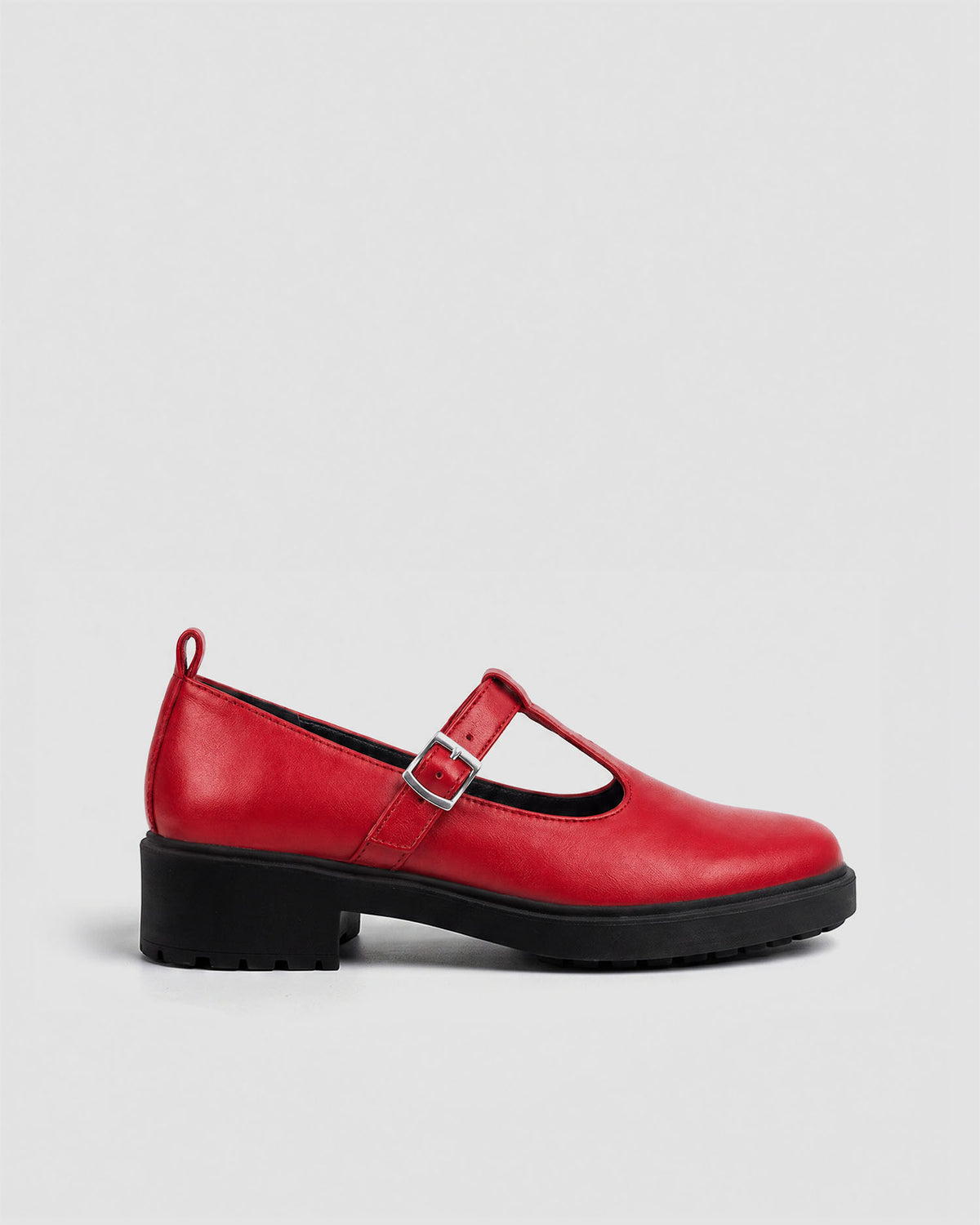 Czerwone buty Mary Jane damskie z paskiem ze skóry roślinnej, Curtsy BOHEMA