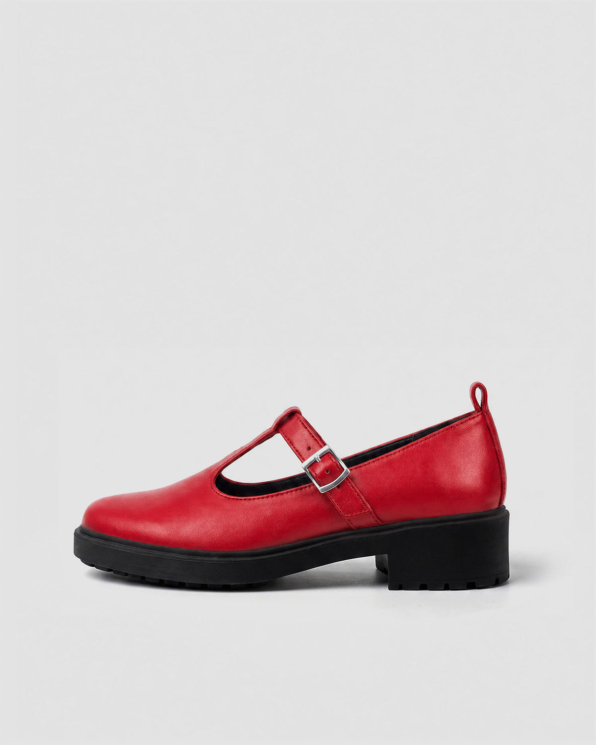 Czerwone buty Mary Jane damskie z paskiem ze skóry roślinnej, Curtsy BOHEMA