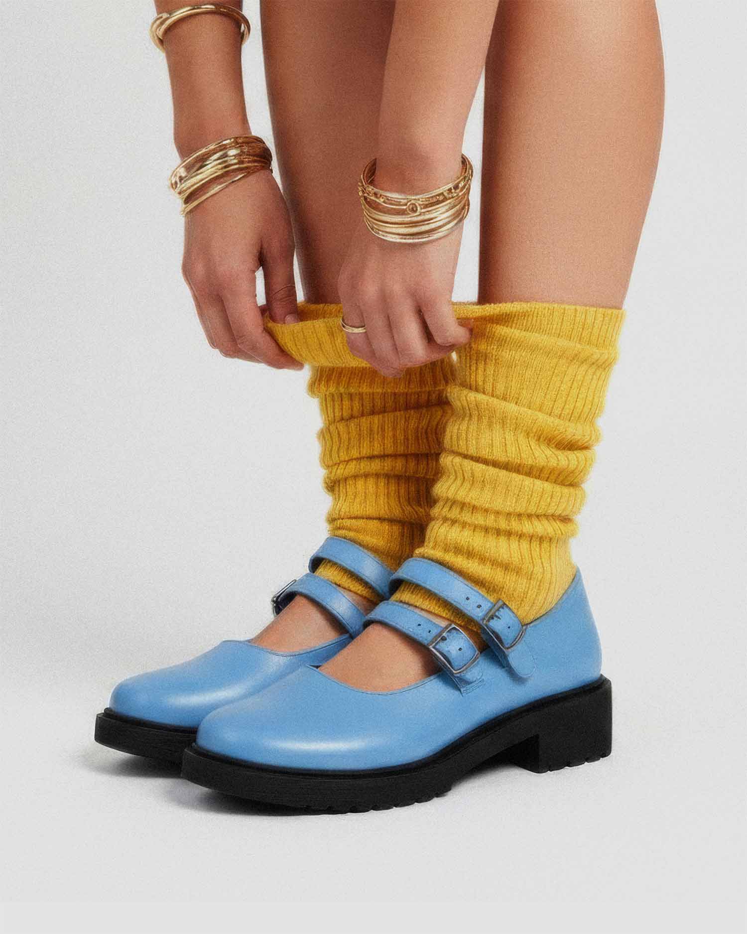 Twin Mary Jane Baby Blue baleriny z podwójnym paskiem