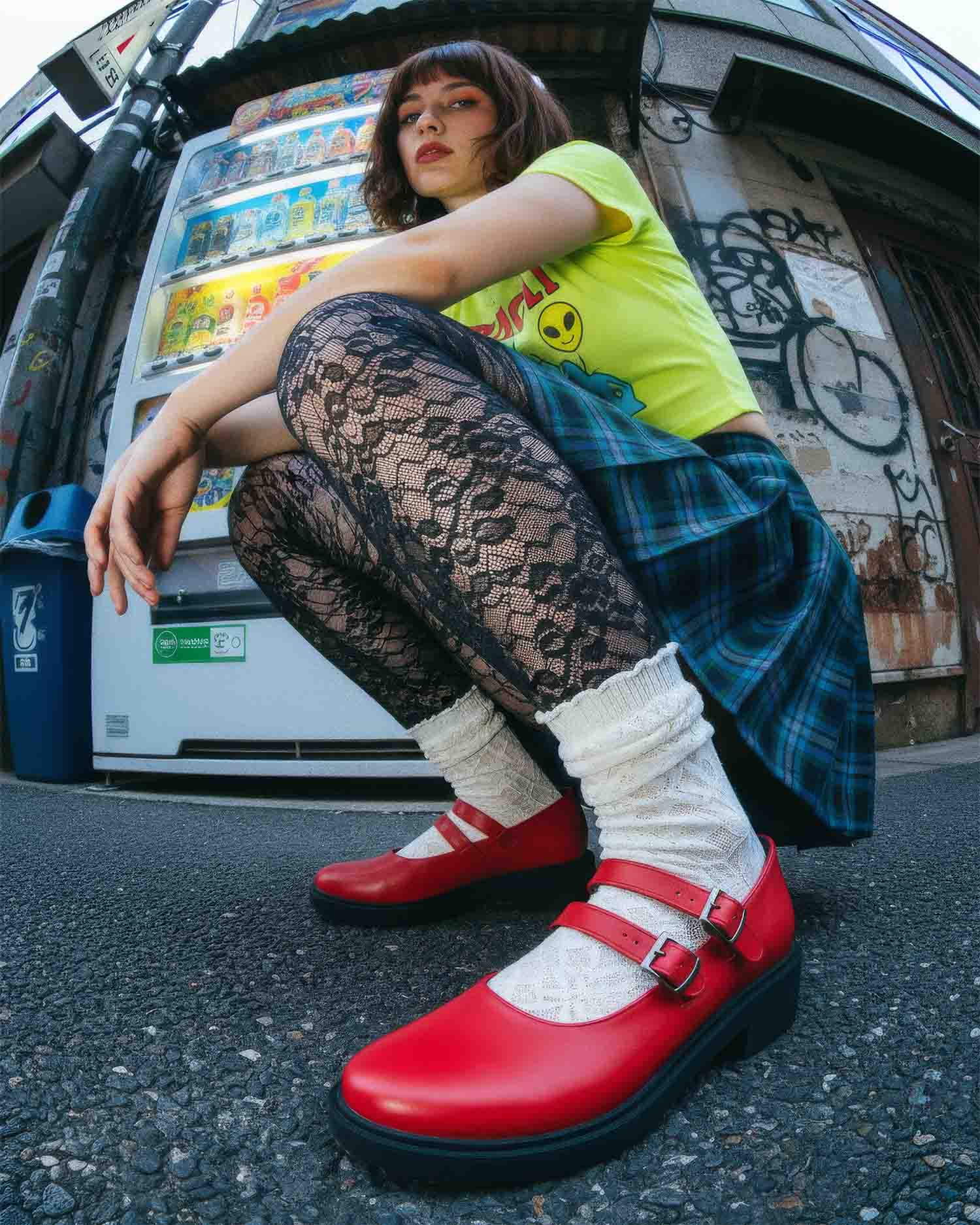 Twin Mary Jane BOHEMA baleriny z podwójnym paskiem ze skóry z winogron, widok z przodu