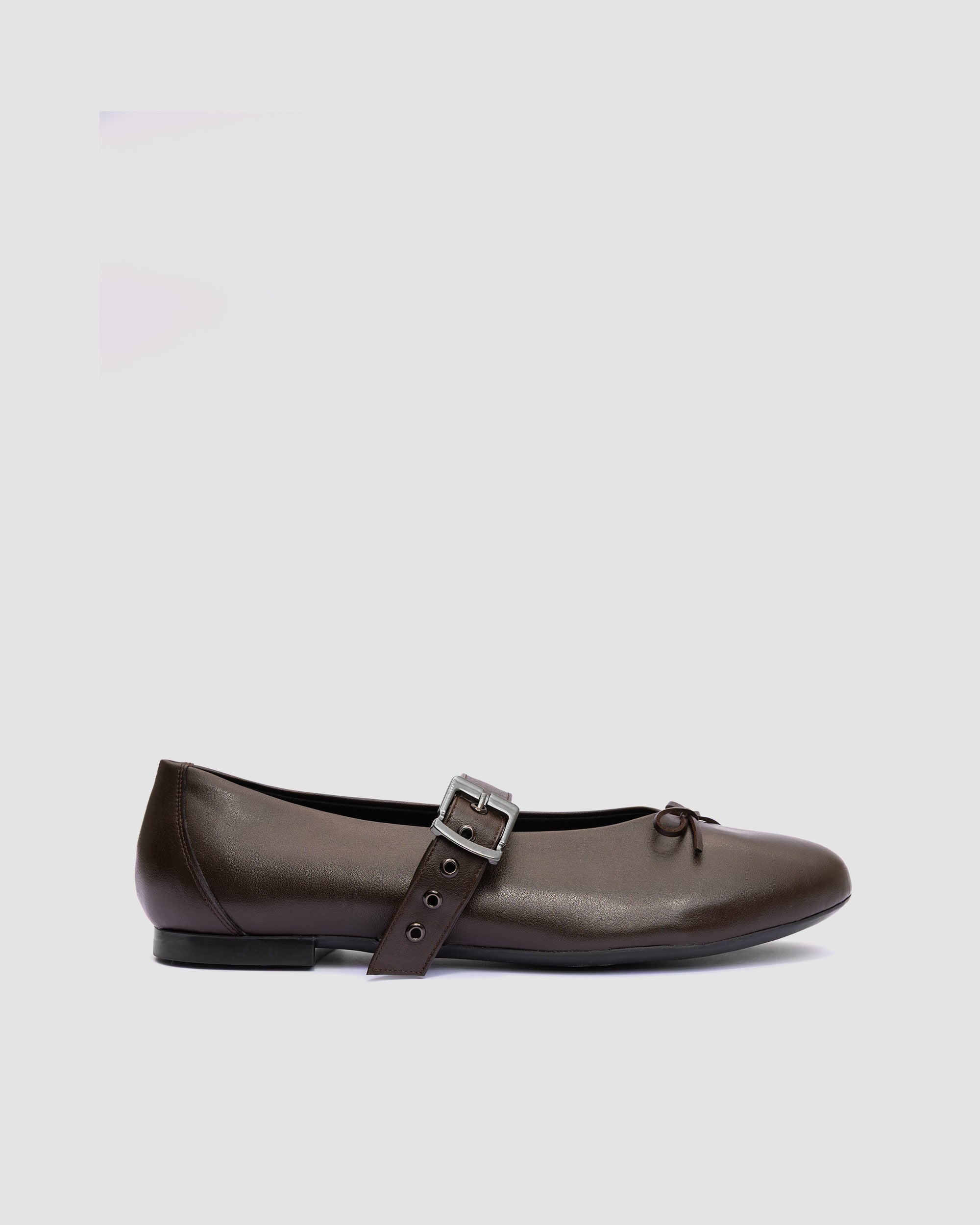 Mara Pumps Chocolate brązowe baleriny z paskiem