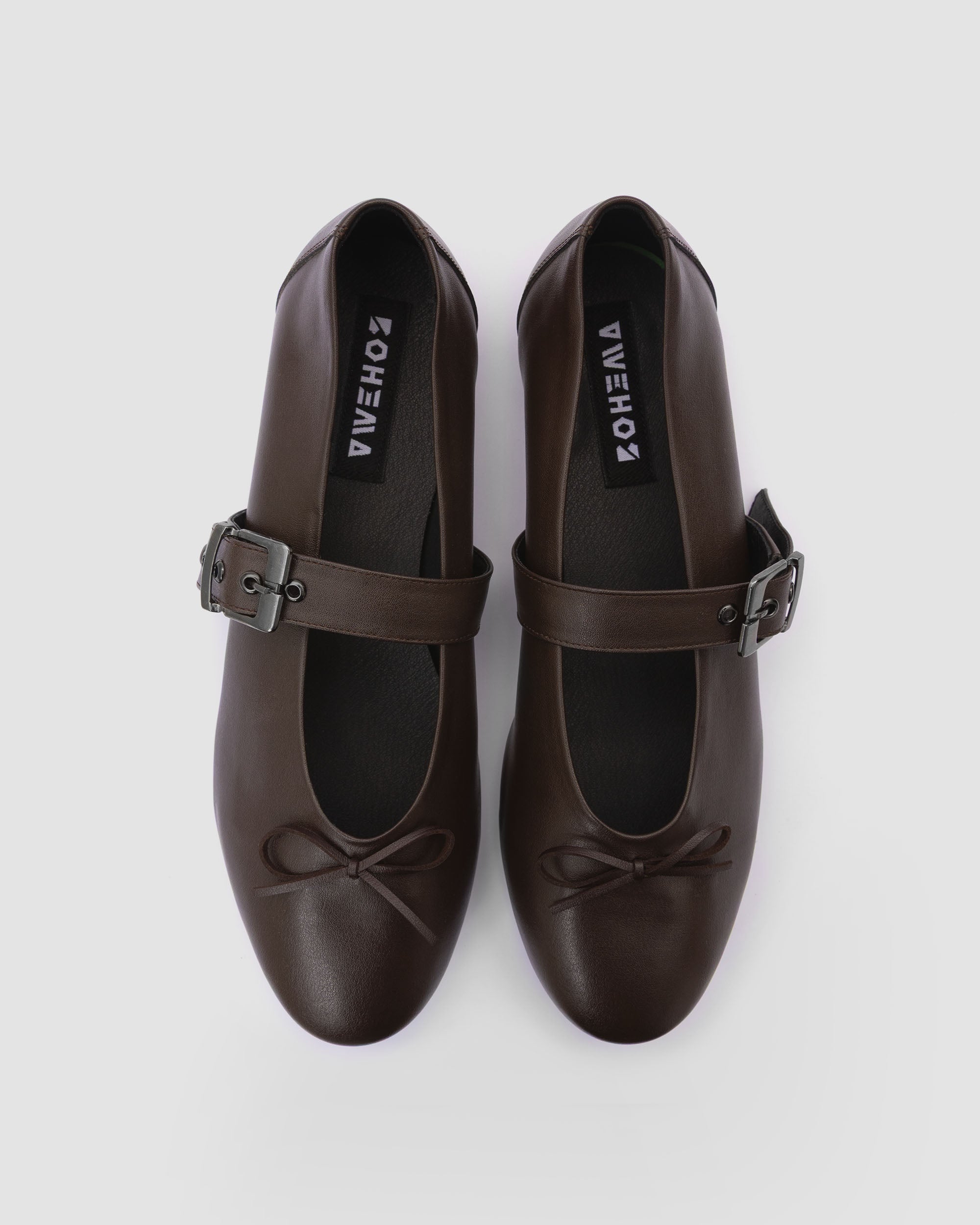 Mara Pumps Chocolate brązowe baleriny z paskiem