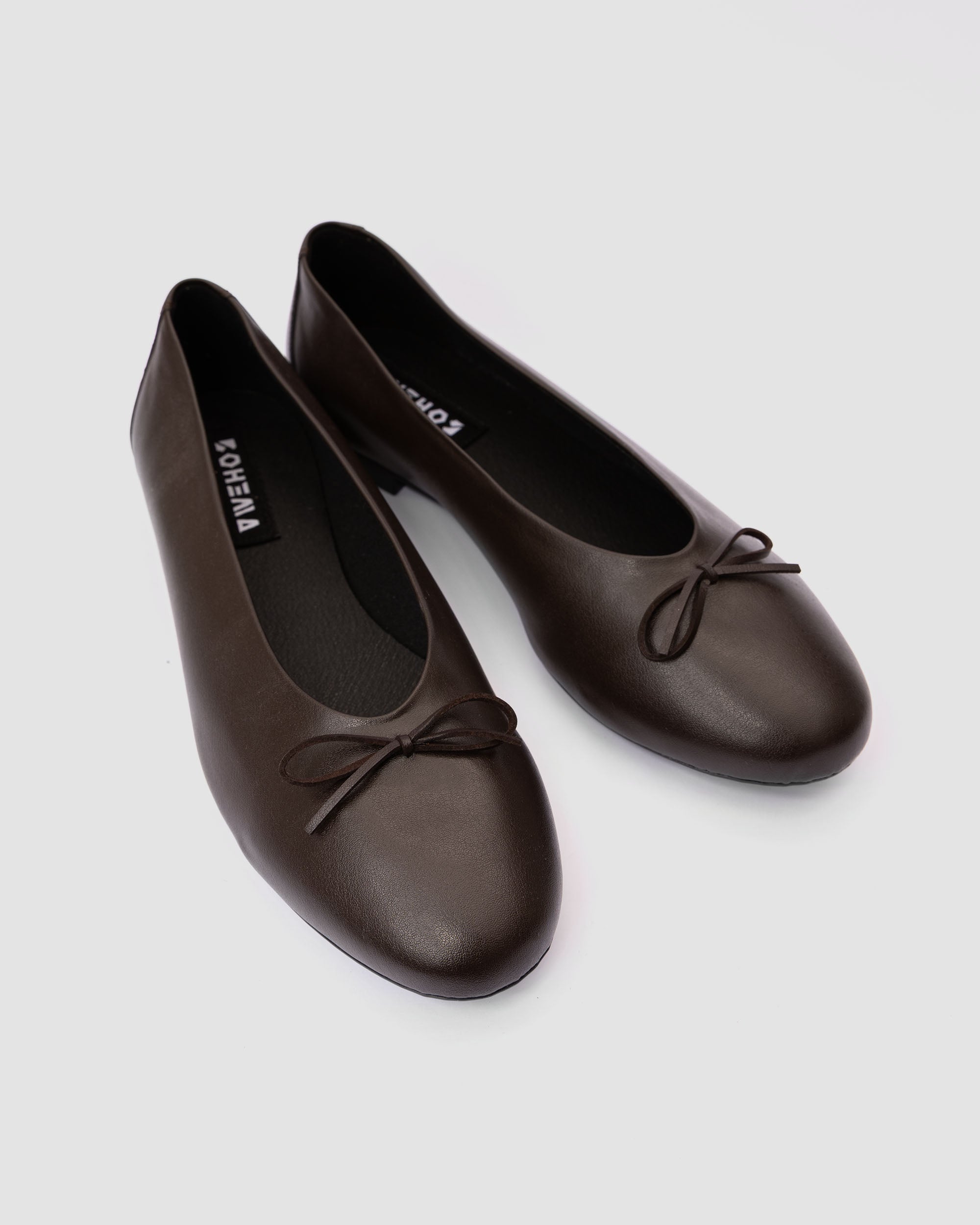 Mossy Pumps Chocolate brązowe baleriny z kokardką