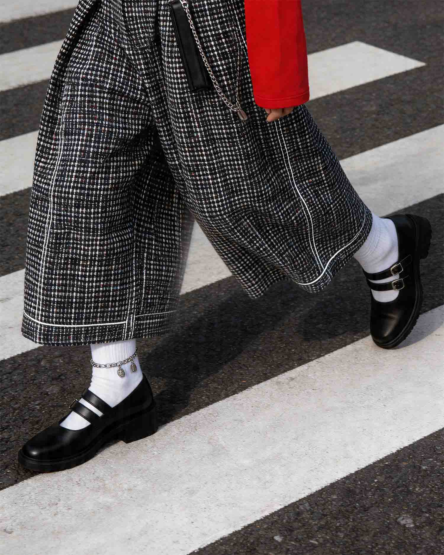 Twin Mary Jane Black baleriny z podwójnym paskiem