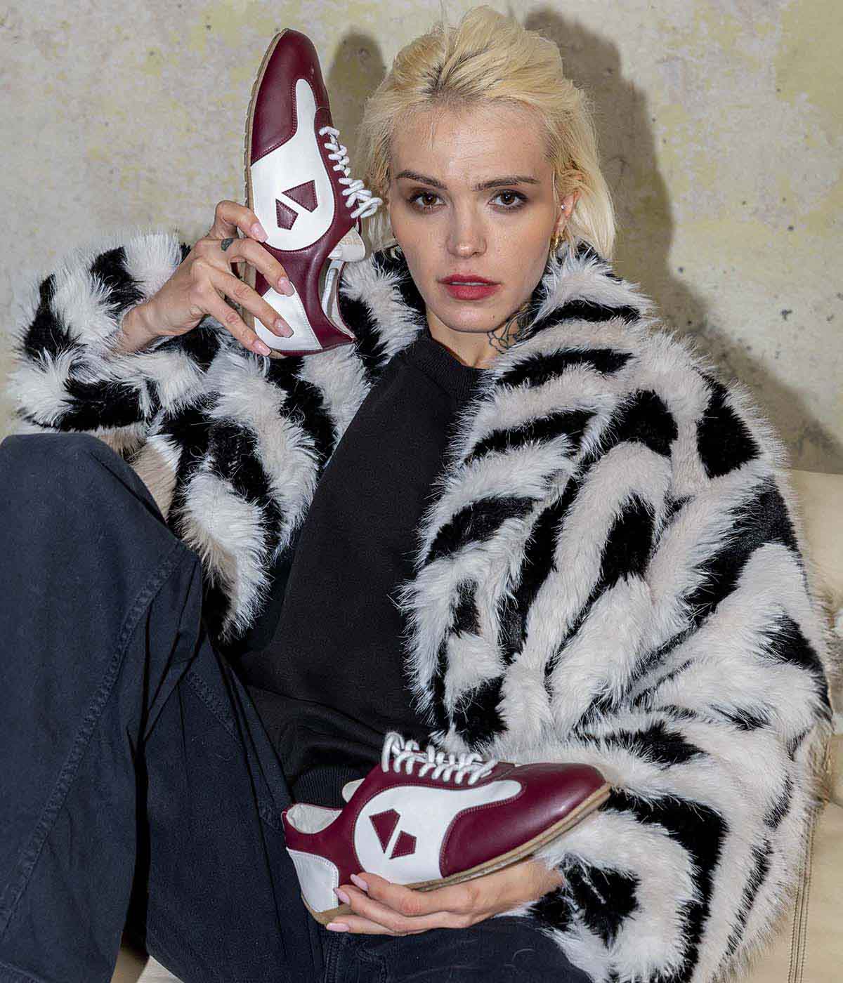 bohema sneakersy speedcat burgundowe