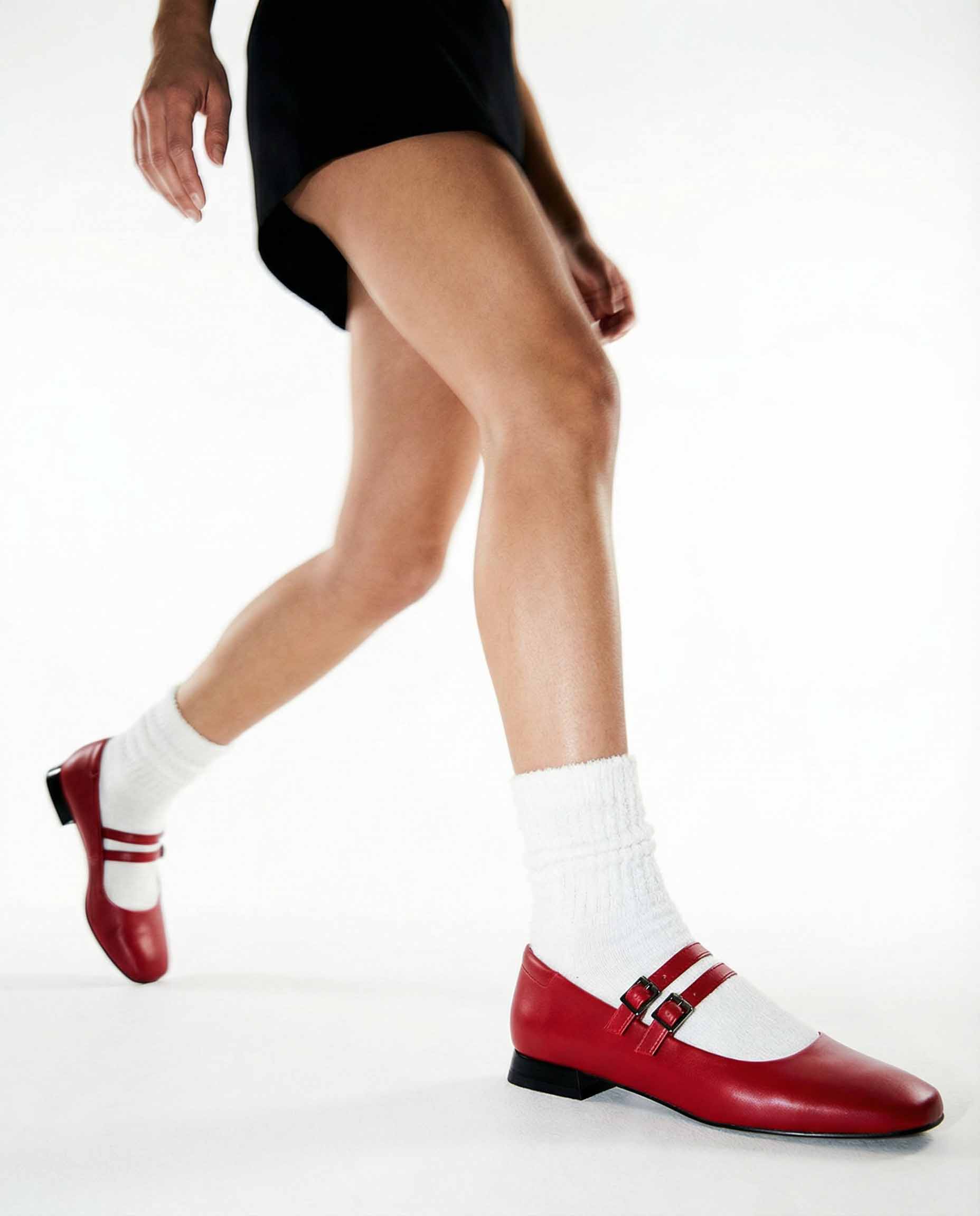 Strawberry Mary Jane Pumps czerwone baleriny