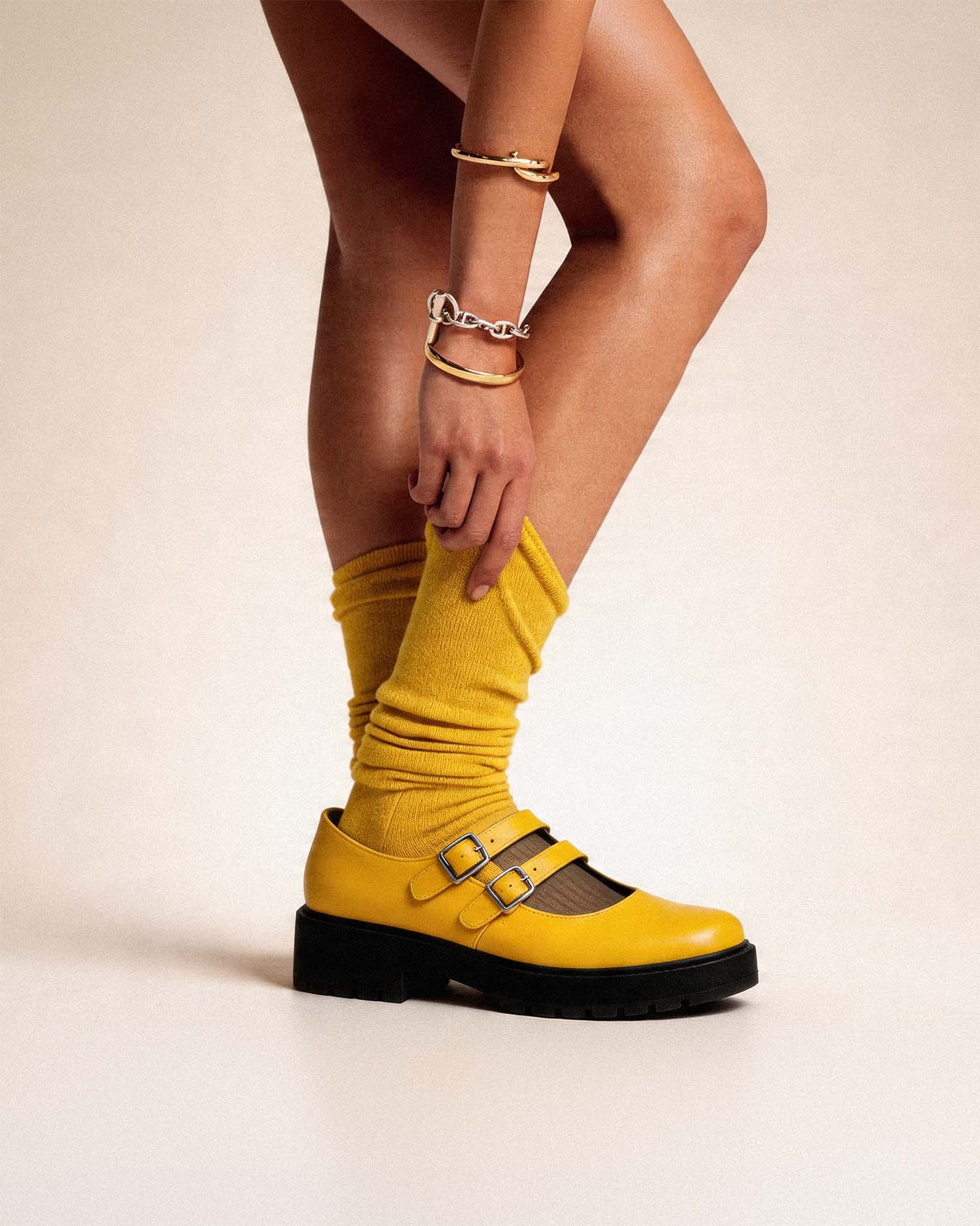 Twin Mary Jane Yellow baleriny, skóra z winogron, widok główny, buty wegańskie BOHEMA Kolbuszowa